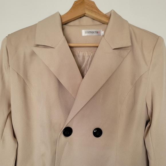 Just Youth Beige Tailored Blazer Jacket Large - Picture 2 of 12